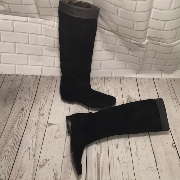 Michel Perry suede boots Black knee high Italy 6.5 - Picture 5 of 8